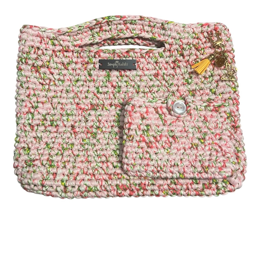 Simply Kahiki Pink and Green Crochet Bag